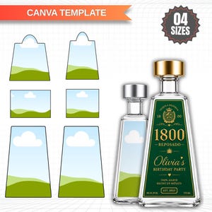 1800 Tequila Label Template Canva Editable, Tequila Bottle Label Template, Custom Liquor Bottle Label, Printable Tequila Sticker