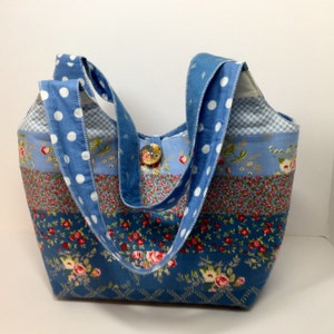 Handmade Totes Bags Tote Bags Handbags Purses Blue Floral image 1
