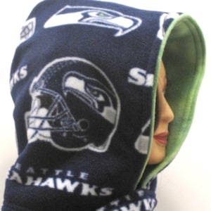Seattle seahawks, Handmade, hooded scarf, football, hood, hoodie, scoody, scoodie, scarves