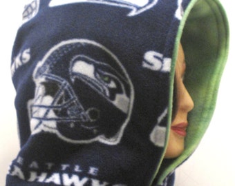 Seattle seahawks, Handmade, hooded scarf, football, hood, hoodie, scoody, scoodie, scarves