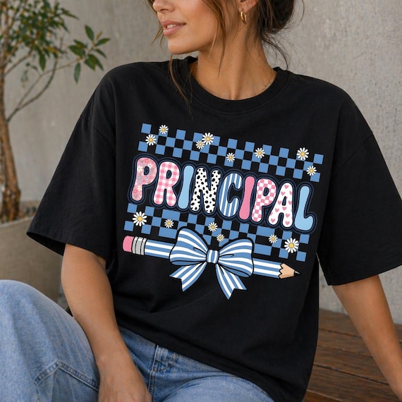 Principal PNG, Coquette School PNG, Back to School Shirt Design, Pencil Bow PNG, Gift for Principal Teacher Appreciation
