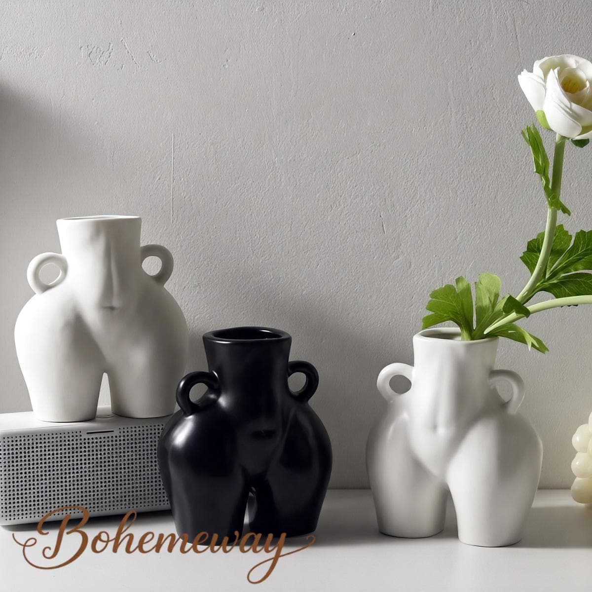 vaso con manici in ceramica avorio con decori oro H 70 cm – Beautiful