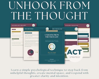 ACT Defusion Workbook for Intrusive Thoughts | By Clinical Psychologist | 29 Pages PDF