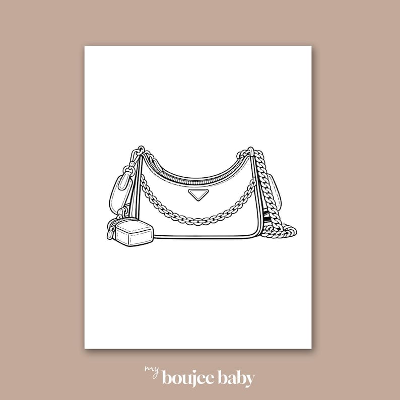Printable Handbag Design Designer Handbag Coloring Book Printable, Luxury Fashion Coloring Pages ...