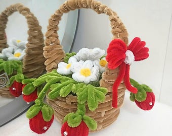 Handgefertigte samtige süße Beeren-Wanne, Kawaii-Raumästhetik, personalisierte Freundin Valentine-Andenken, reizendes Sommer-Schreibtischzubehör