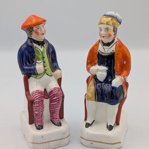 Victorian Staffordshire Figure Pair - Tam o' Shanter and Souter Johnnie (c. 1845)