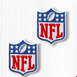Football Shield Embroidered Set of 2 – Small 1.75" Iron / Sew On Sports Badge – Hat, Jacket & Patch