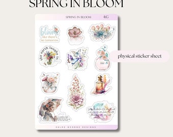 Spring Floral Sticker Sheet: Vintage Style Planner Stickers