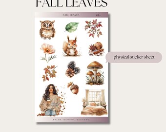 Fall Leaves Sticker Sheet, Planner Stickers Journal Stickers