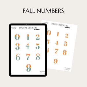 Digital Stickers for Planners -Fall Numbers, Aesthetic Goodnotes, Digital Sticker Collection, digital stickers, goodnotes stickers