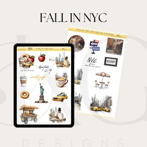 Fall in New York City Digital Stickers for GoodNotes, Notability, Ipad Planner