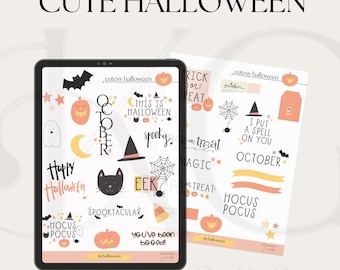 Cutesy Halloween Digital Stickers: Goodnotes Planner (Digital Download)