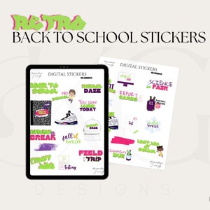 Back to School Retro Stickers  | Stickers for Goodnotes and digital journals
