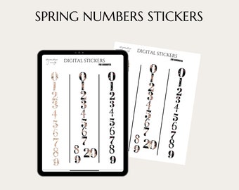 Digital Stickers for Planners - Spring Numbers, Aesthetic Goodnotes, Digital Sticker Collection, digital stickers, goodnotes stickers