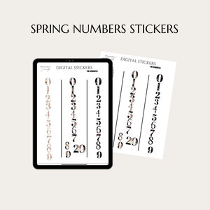 Digital Stickers for Planners - Spring Numbers, Aesthetic Goodnotes, Digital Sticker Collection, digital stickers, goodnotes stickers