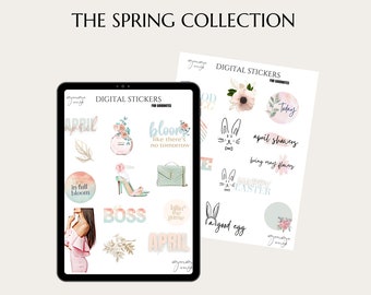 April Spring Digital Stickers for Goodnotes Planner (Digital Download)