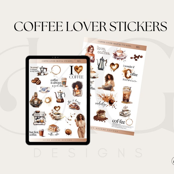 Coffee Lovers Digital Stickers for GoodNotes, Notability, Ipad Planner