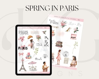 Spring Digital Stickers | Paris Theme for Goodnotes, Notability, iPad Planner