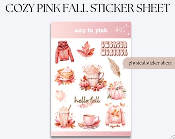 Fall Planner Stickers. Journal Stickers | Cozy in Pink Fall