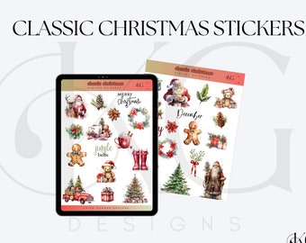 Classic Christmas Digital Stickers | Christmas Digital Stickers for GoodNotes, Notability, Ipad Planner