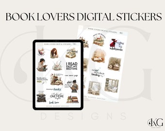 Book Lovers Digital Stickers | Book Theme for Goodnotes, Notability, iPad Planner