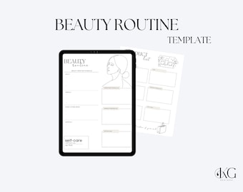 Beauty Routine Template for Digital Planners, digital stickers, goodnotes stockers