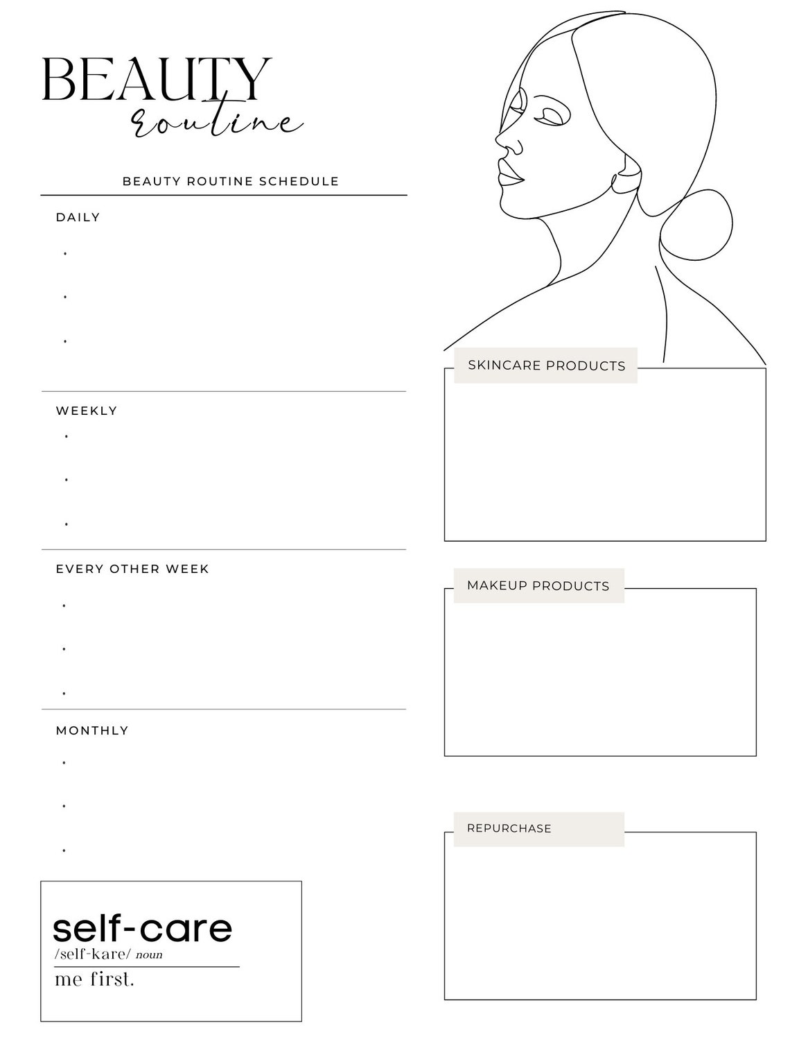 Beauty Routine Template for Digital Planners Digital - Etsy