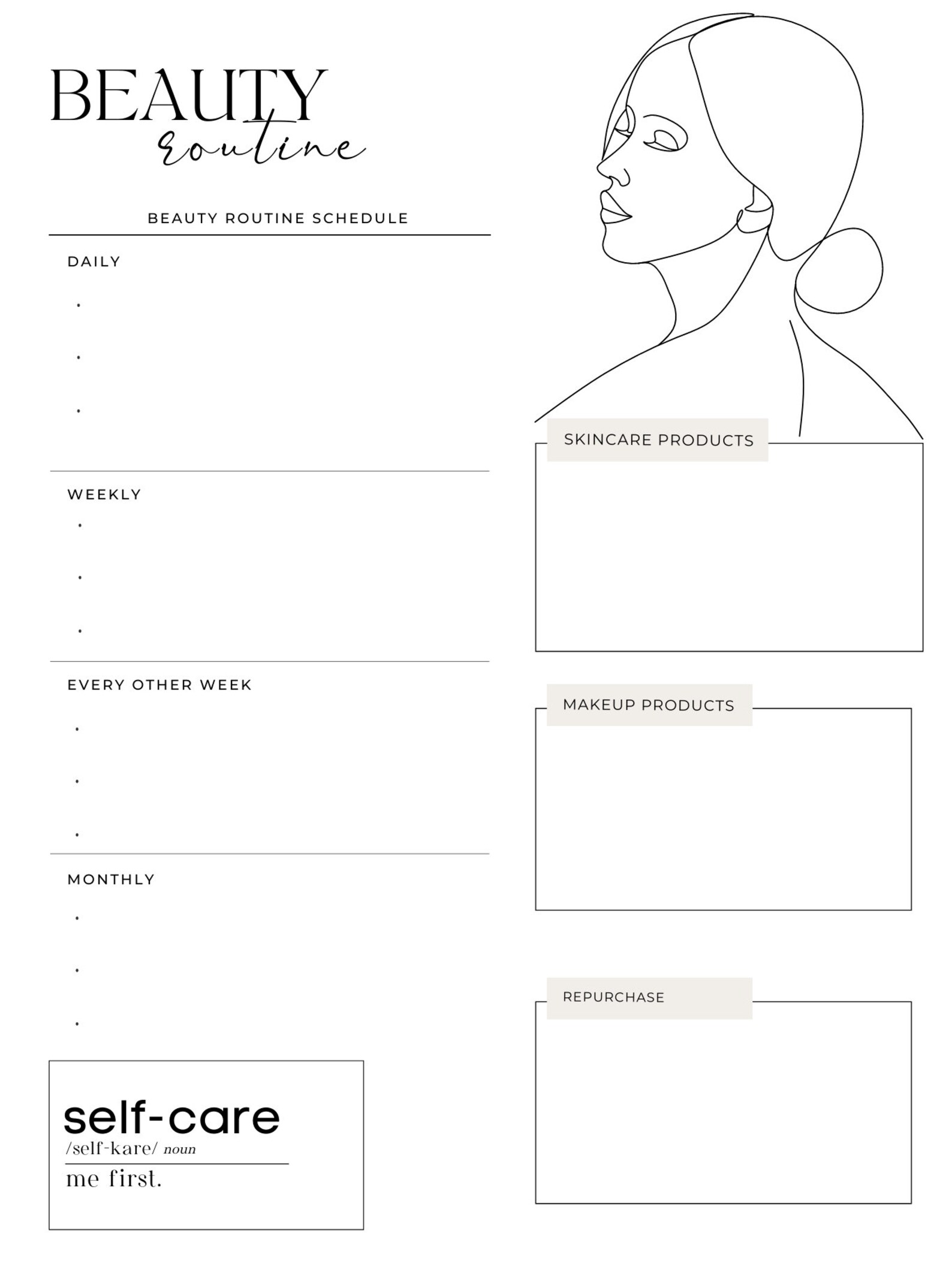 Beauty Routine Template for Digital Planners Digital - Etsy