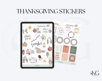 Thanksgiving November Digital Stickers for Digital Planning  | Goodnotes, Notability, One Note