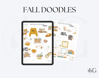 Fall Doodle Stickers for Digital Planning | Sweater Weather Digital Stickers