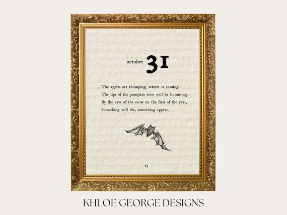 Halloween Book Page Art Print: October 31 Vintage Saying (Digital Download)