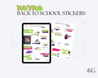 Back to School Retro Stickers  | Stickers for Goodnotes and digital journals