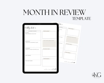 Monthly Review & Reflection Template for Digital Planners, digital stickers, goodnotes stickers