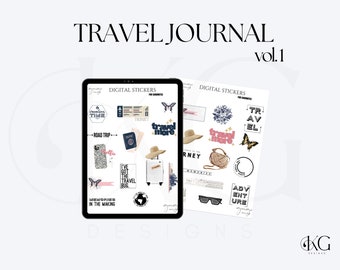 Travel Digital Stickers for Planners & Journals |  Stickers for Goodnotes and digital journals