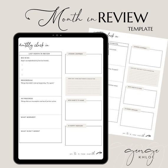 Monthly Review Reflection Template for Digital Planners Etsy Monthly Review Reflection Template for Digital Planners Etsy