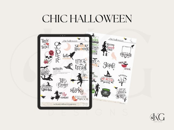 Chic Halloween Digital Stickers: Planner Goodnotes Files (Digital Download)