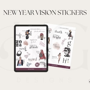 New Years Digital Stickers | Girl Boss | Goodnotes Stickers | PNG Stickers | Digital Planning Stickers