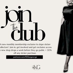 K&ouml;nnte beinhalten: Ein Textgrafik "Join The Club" mit einer Frau in einem schwarzen Kleid, die geht. Der Text lautet "Join The Club" und enth&auml;lt die Website patreon.com/khloegeorge.