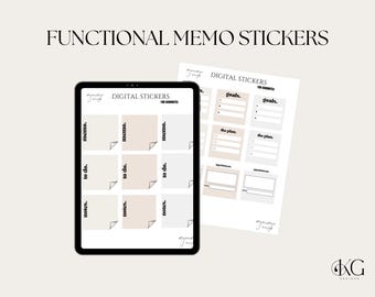 Funktionale Memo Aufkleber, digitale Aufkleber für Planer - Goodnotes, Digitale Aufklebersammlung, digitale Aufkleber, Goodnotesaufkleber