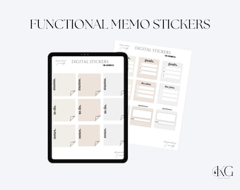 Functional Memo Stickers Digital Stickers for Planners -  Goodnotes, Digital Sticker Collection, digital stickers, goodnotes stickers