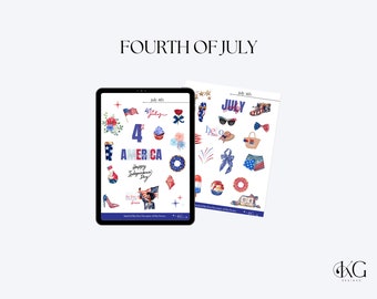 Fourth of July Digital Stickers | Goodnotes