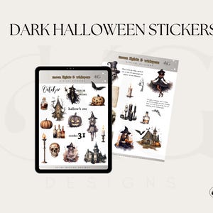 Digitale Halloween-stickers | Griezelig seizoen | Stickers voor digitale planner, Halloween-stickers, maandsticker oktober