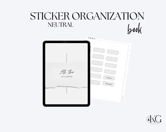 Sticker Organization Booklet *Neutral* | Goodnotes Stickers | PNG Stickers | Digital Planning Stickers