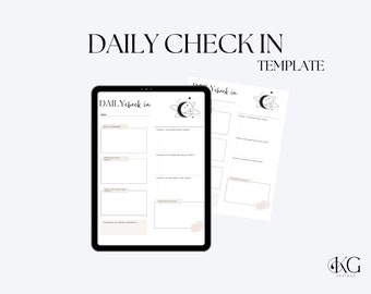 Daily Check-in Template | Daily Reflection for Digital Planners, digital stickers, goodnotes stickers