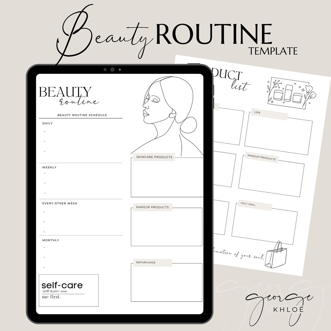 Beauty Routine Template for Digital Planners Digital - Etsy
