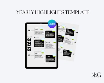 Yearly Highlights for Digital Planning | Edit in CANVA for digital planners, paper planners