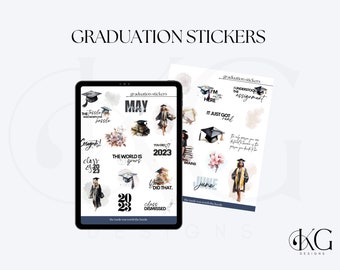 Graduation Digital Stickers for GoodNotes, Class of 2023-2024 Pre-cropped Digital Planner Stickers, GoodNotes Stickers