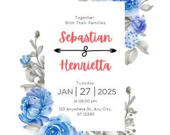 Invitación de boda digital con seguimiento de confirmación de asistencia, diseño animado y música, plantilla de cuenta regresiva personalizable.
