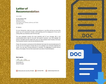 Plantilla de carta de recomendación Carta de referencia profesional editable Canva Word Carta de recomendación Descarga instantánea