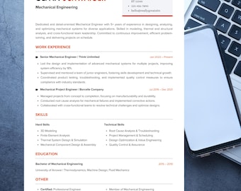 Plantilla de currículum ATS en Word / Currículum profesional moderno para solicitud de empleo / Plantilla de currículum editable (descarga instantánea)